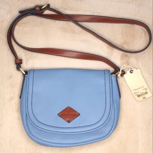 St John's Bay Westport Saddle Preppy Casual Pastel Ice Blue Crossbody Bag - Picture 1 of 5